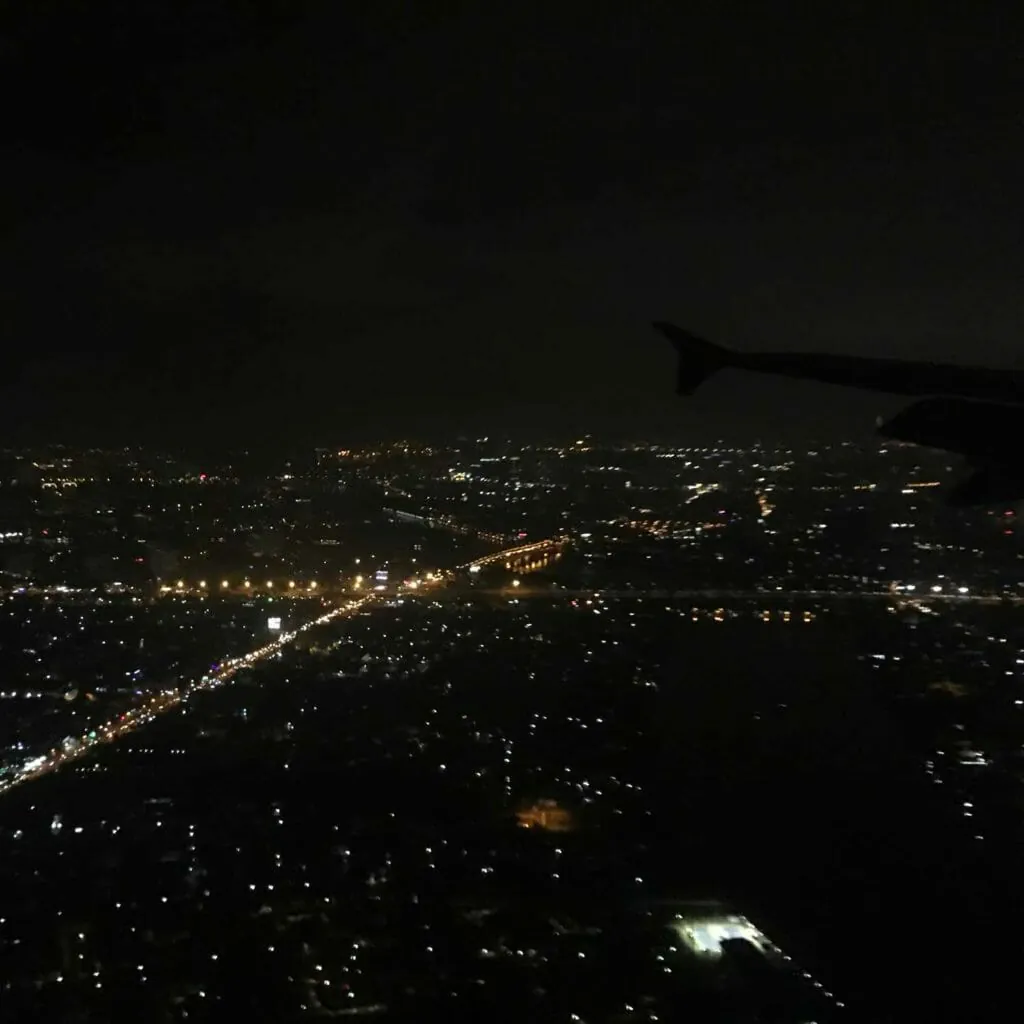 Uit het vliegtuig zicht op Saigon